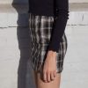 The Best Women White and Black Plaid Print Mini Skirt with Online - Hplify