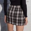The Best Women White and Black Plaid Print Mini Skirt with Online - Hplify
