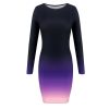 The Best Women's Autumn New Long Sleeve Ladies Stretch Bodycon Plain Dress O Neck Stretch Bodycon Pencil Midi Party Dress Online - Hplify