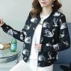 The Best Women's Autumn Winter Bomber Jacket Classic New Fashion Ladies Casual Zip Up Biker Floral Coats Black Women Clothes Online - Hplify