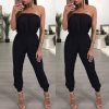 The Best Women's Bandage Party Jumpsuit Sexy Ladies Slim Fit Romper Long Playsuit Women Solid Strapless Off Shoulder Romper Trousers Online - Hplify