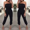 The Best Women's Bandage Party Jumpsuit Sexy Ladies Slim Fit Romper Long Playsuit Women Solid Strapless Off Shoulder Romper Trousers Online - Hplify