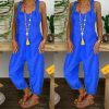 The Best Women's Beach Sleeveless Dungarees Harem Strap Bohemian Holiday Long Pant Casual Loose Jumpsuit Baggy Trousers Overalls Online - Hplify