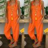 The Best Women's Beach Sleeveless Dungarees Harem Strap Bohemian Holiday Long Pant Casual Loose Jumpsuit Baggy Trousers Overalls Online - Hplify
