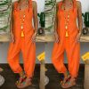 The Best Women's Beach Sleeveless Dungarees Harem Strap Bohemian Holiday Long Pant Casual Loose Jumpsuit Baggy Trousers Overalls Online - Hplify