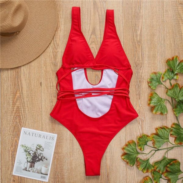 The Best Women's Bikini One-Piece Set Push Up Monokini Swimwear Bandage Swimming Costume Online - Hplify