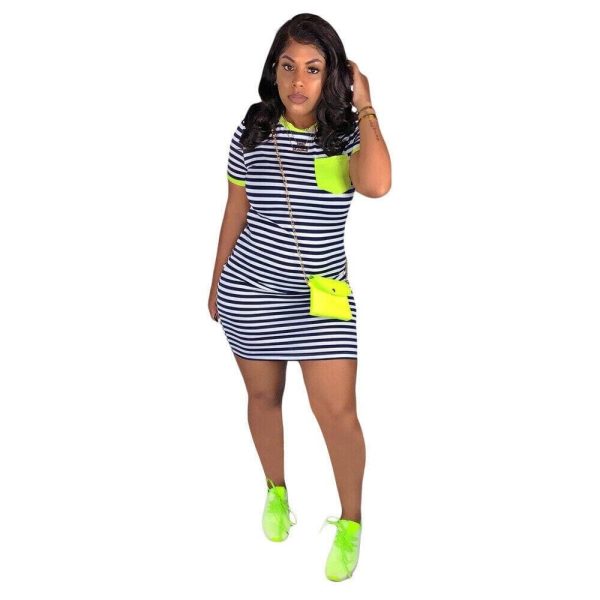 The Best Women‘s Bodycon Sexy Summer Mini Beach Shorts Stripe Mini Dresses Online - Hplify