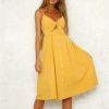 The Best Women's Boho Beach Summer Robe Femme Single Breasted Elegant Dress Holiday Vacation Sundress Ladies Casual Yellow Dresses Online - Hplify