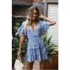 The Best Women's Boho Floral Short Sleeve Dress Ladies Summer Party Beach V-Neck Casual Short Mini Dress Sundress Online - Hplify
