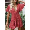 The Best Women's Boho Floral Short Sleeve Dress Ladies Summer Party Beach V-Neck Casual Short Mini Dress Sundress Online - Hplify