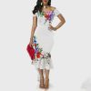 The Best Women's Boho Long Maxi Dress Beach Summer Party Elegant Ladies Off Shoulder Floral Bodycon Fishtail Dresses Online - Hplify