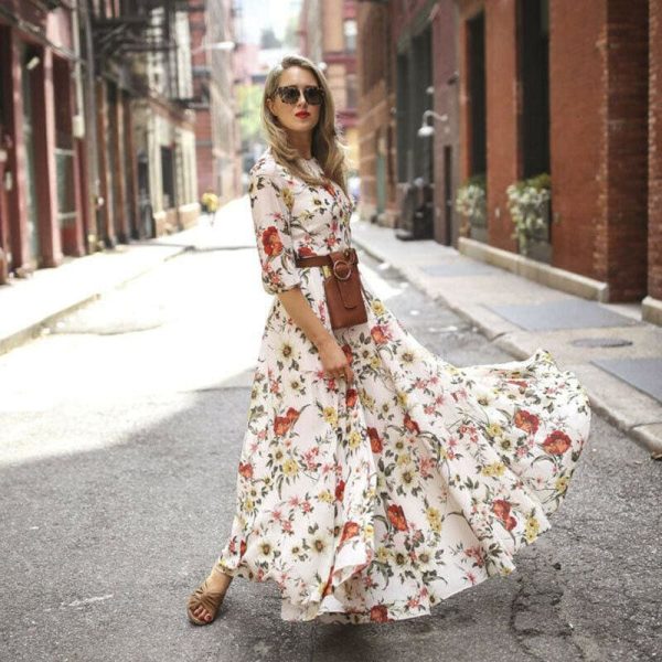 The Best Women's Boho Maxi Dress Floral Summer Beach Party Long Sundress Fashion Ladies Casual Daily Half Sleeve Dress Clothes Online - Hplify