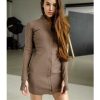 The Best Women's Button Knit Jumper Long Sleeve Mini Dress Ladies Casual Bodycon Autumn Winter Sweater Slim Fit Dresses Online - Hplify