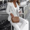 The Best Women's Button Lapel Slim Long Sleeve Blazer Office Ladies Workout Casual Coat Suit Tops Jacket Outwear Streetwear Online - Hplify