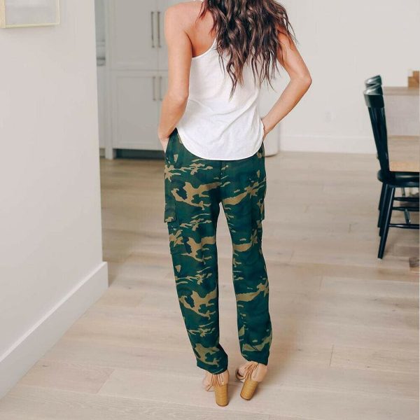 The Best Women's Camo Elastic Cargo Trousers Casual Loose Pants Fashion Ladies Military Army Combat Camouflage Pants New Online - Hplify