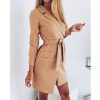 The Best Women's Cardigan Elegant Long Sleeve Basic Lapel Blazer Solid Color Slim Fit Long Jacket Coat Suit with Belt Online - Hplify