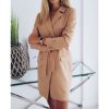 The Best Women's Cardigan Elegant Long Sleeve Basic Lapel Blazer Solid Color Slim Fit Long Jacket Coat Suit with Belt Online - Hplify