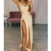 The Best Women's Elegant Plain Maxi Dress Strappy Backless High Waist V-Neck Bodycon Party Long Formal Dress Party Night Women Lot Online - Hplify