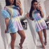 The Best Women's Holiday Mini Floral Dress Fashion Ladies Tulle Short Sleeve Bodycon Online - Hplify