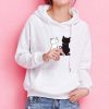 The Best Women's Hooded Tops Fashion Long Sleeves Pocket Pullover Hoodies Solid Color Heart-Shaped Print Women Clothes Online - Hplify