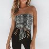 The Best Women's Off Shoulder Snake Print Front Tie Bow Bandage Crop Top Veast Sexy Ladies Wrapped Tube Cami Top Online - Hplify