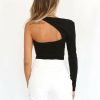The Best Women's One Shoulder Crop Top Long Sleeve Slim Vest Tank Tops Clubwear Cami Bralet Bra Online - Hplify
