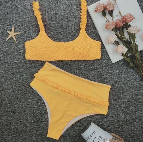 The Best Women's Ruffles Bikini Push-up Padded Bra High Waist Swimsuit Online - Hplify