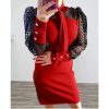 The Best Women's Sequin Tie Neck Wrap Mini Dress Career Mesh Long Sleeve Bodycon Dress Online - Hplify
