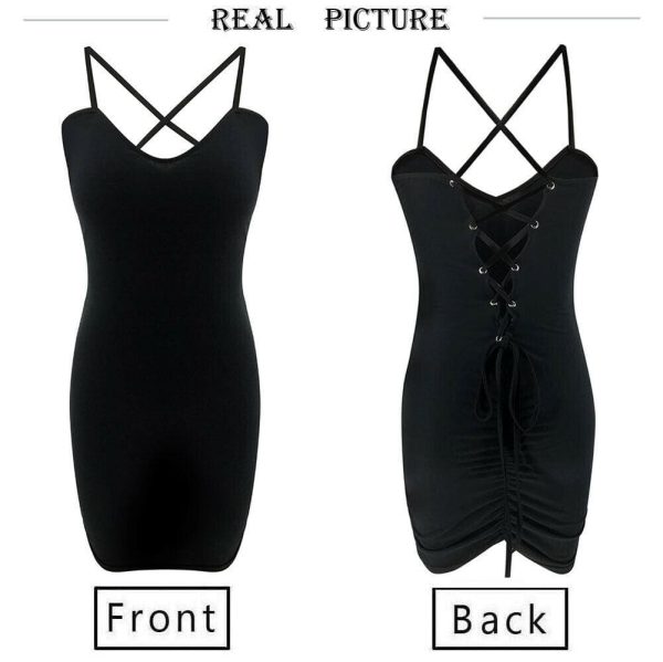 The Best Women's Strappy Dress Stretchy Package Hip Bodycon Mini Dress Online - Hplify