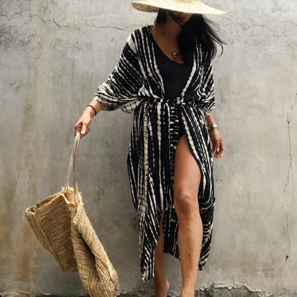 Summer Holiday Vintage Halo Dyeing Beach Cover Oversized Long Cardigan