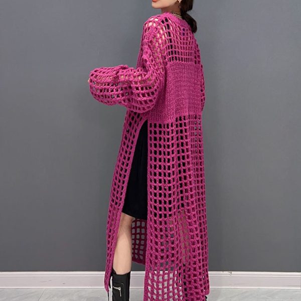 Alternative view of Solid Color Knitting Dress Loose Casual Temperament Hollow Out Sweater