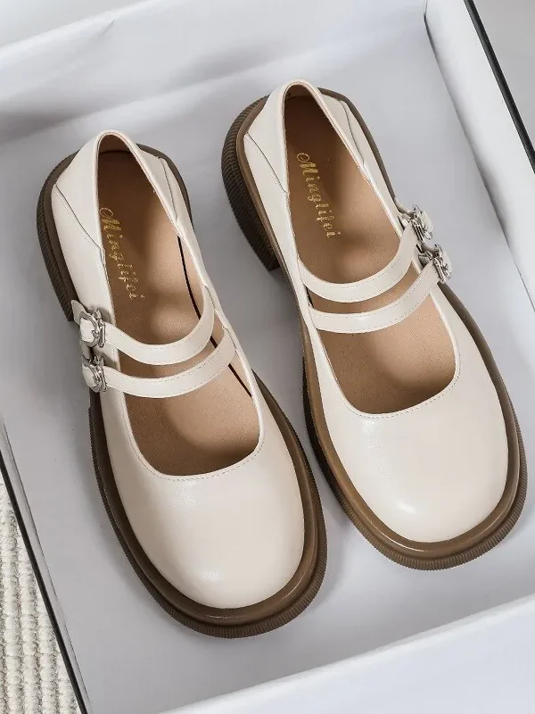 Alternative view of Women Leather Mary Jane Shoes Middle Heel  Casual Shoes