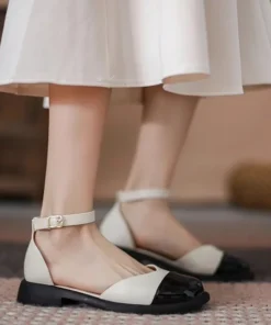 Women Flat Shoes Autumer New French Square Head Comfortable Mary Jane Single Shoes