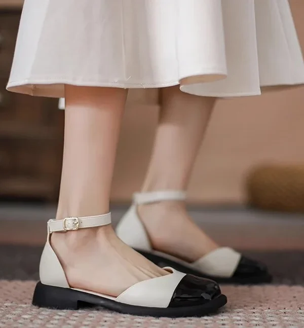 Women Flat Shoes Autumer New French Square Head Comfortable Mary Jane Single Shoes