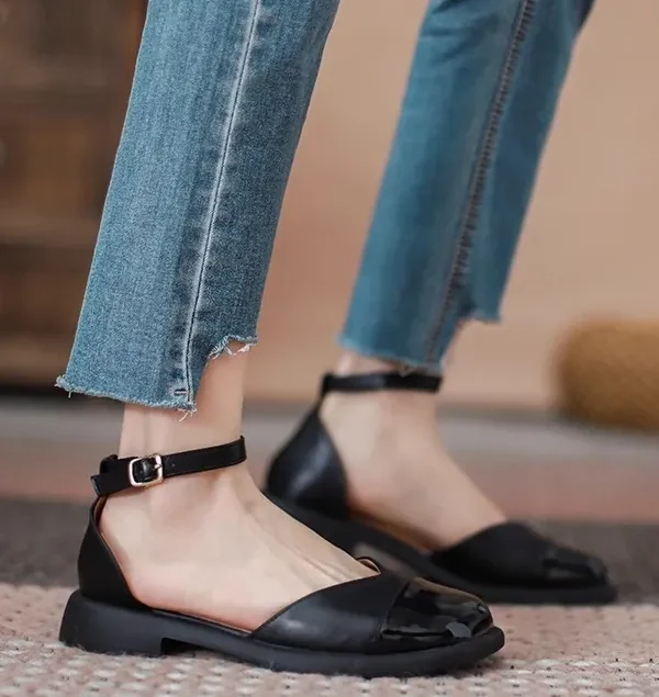 Alternative view of Women Flat Shoes Autumer New French Square Head Comfortable Mary Jane Single Shoes