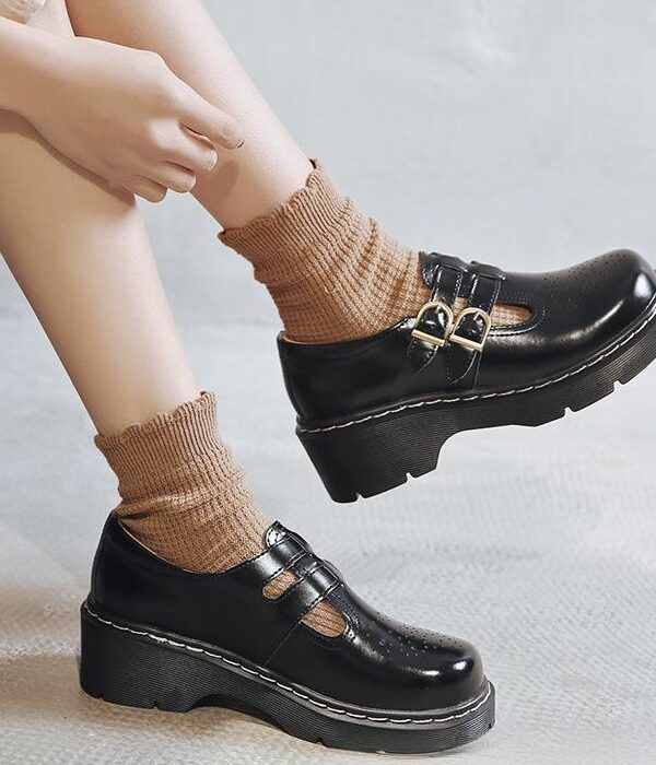 women thick-soled Mary Jane shoes cute big toe small leather shoes