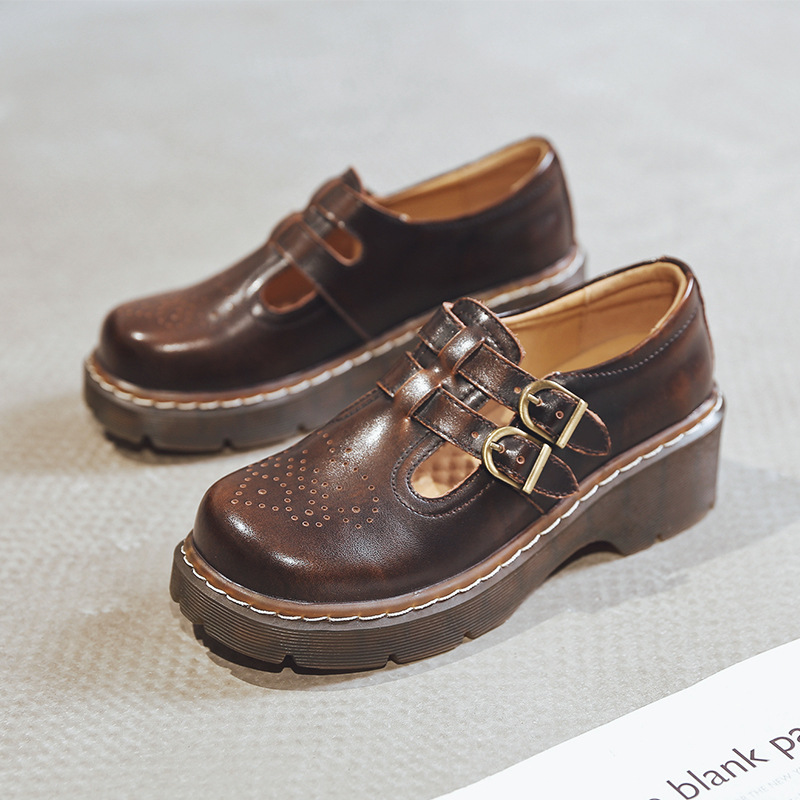 women thick-soled Mary Jane shoes cute big toe small leather shoes - Image 9