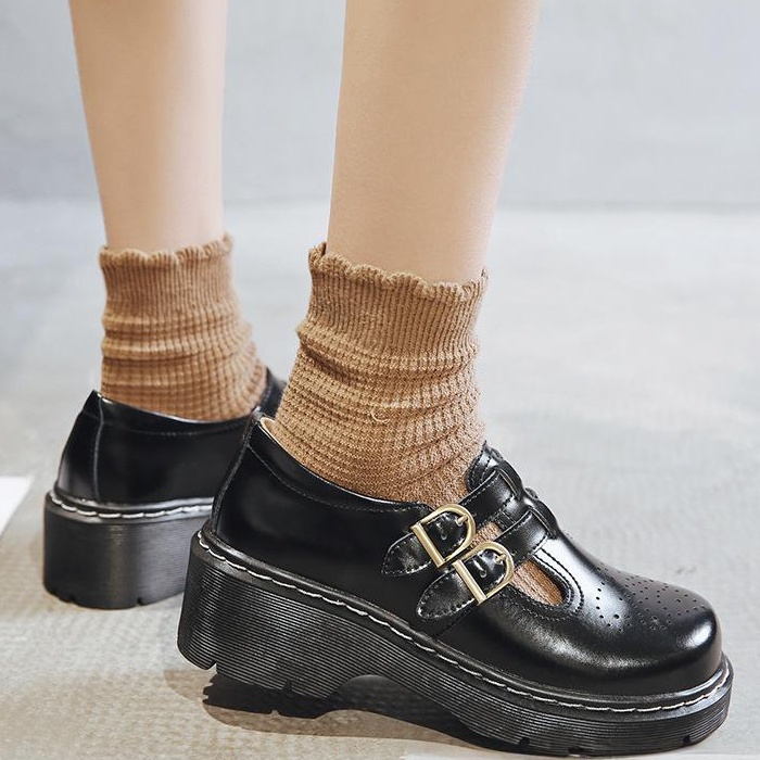 women thick-soled Mary Jane shoes cute big toe small leather shoes - Image 2