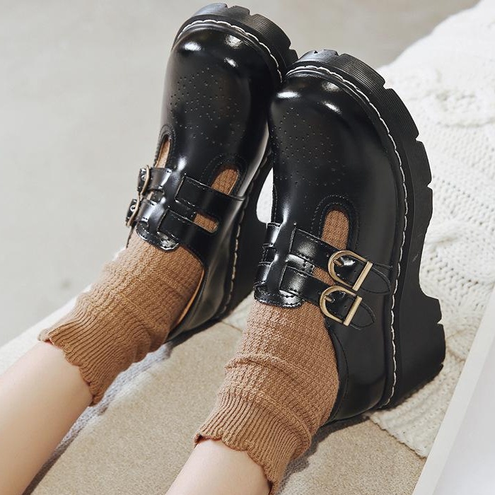 women thick-soled Mary Jane shoes cute big toe small leather shoes - Image 5