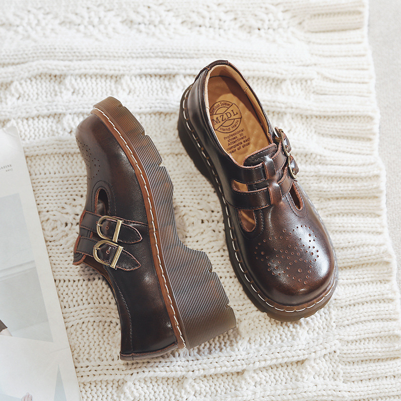 women thick-soled Mary Jane shoes cute big toe small leather shoes - Image 12