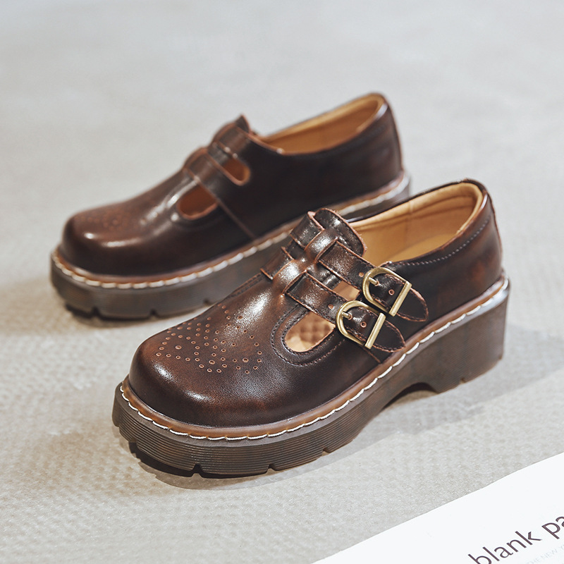 women thick-soled Mary Jane shoes cute big toe small leather shoes - Image 14