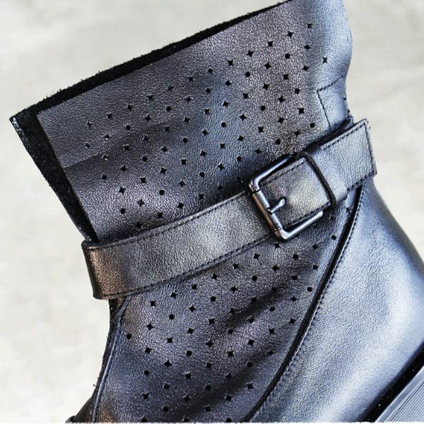 Alternative view of Open Toe Retro Leather Wedge Sandals Women Sandals