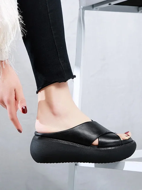 Alternative view of Summer Cross Strap Wedge Slippers Women Sandals