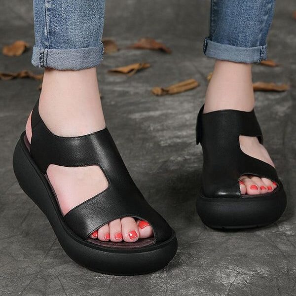 Alternative view of Handmade Open Toe Wedge Sandals Slingback Women Sandals