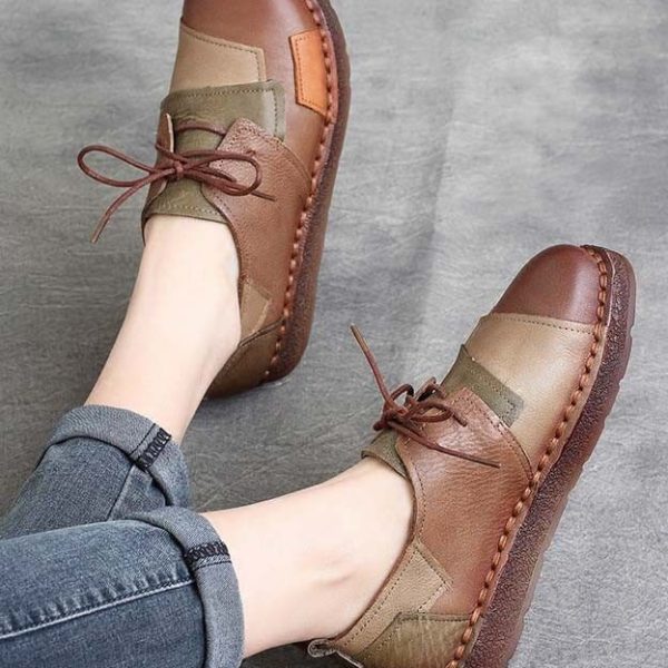 Alternative view of Lace Up Handmade Comfortable Retro Flat Shoes Flat Shoes