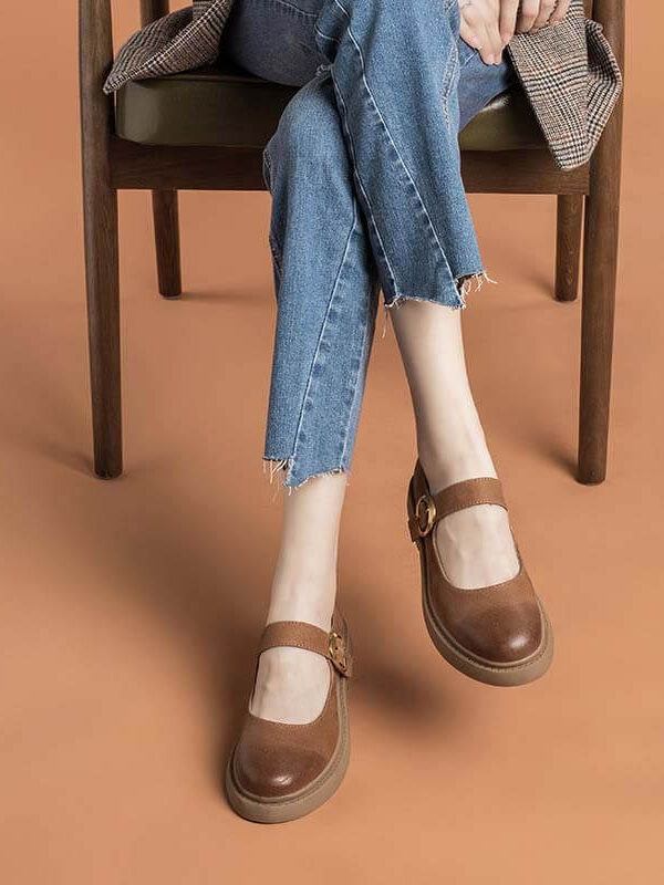 Alternative view of Real Leather Front Buckle Mary Jane Shoes Mary Jane Shoes