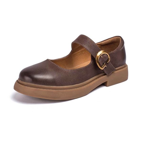Real Leather Front Buckle Mary Jane Shoes Mary Jane Shoes