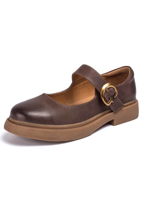 Real Leather Front Buckle Mary Jane Shoes Mary Jane Shoes