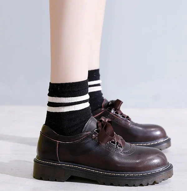 Brogue Style Silk Mary Jane Shoes Boots Mary Jane Shoes