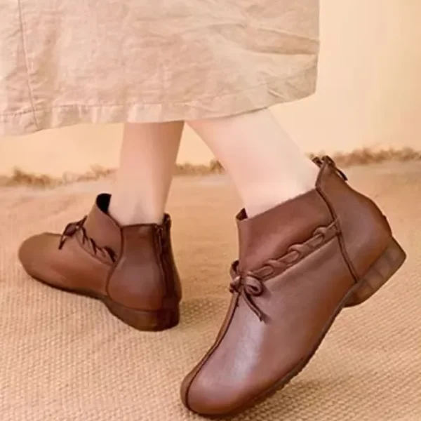 Comfortable Soft Leather Short Boots Flat Shoes